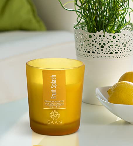 Image of EKAM Fruit Splash Votive Soy Wax Scented Candle, 40 Grams, 10 Hours Burn Time| Long Lasting Premium Candles | Ideal for Home Decor | Gifting & Aromatherapy (Pack of 9)