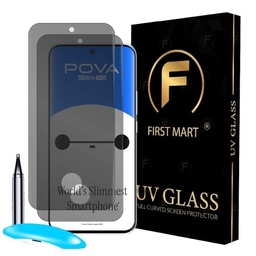 Image of FIRST MART Ant-Spy Privacy Tempered Glass for Tecno Pova Slim - 9H Screen Protector, Anti-Peeping, Bubble-Free, Edge to Edge [2 Pack]