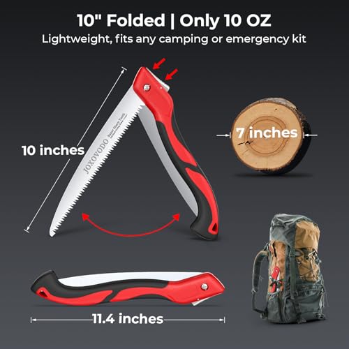 JOXOVODO 10 Inch Folding Saw Laser-Cut Teeth Pruning Saw for Tree Trimming, D2 Steel Hand Saws for Wood Cutting, 7 TPI Wood Saws Hand For Camping, Bushcraft, Gardening, Outdoor, Heavy-duty Garden Tool - Image 2