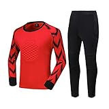 Torwart Anzug Outfit Fußball Torwart Uniform Langarm Hose,red,2XL
