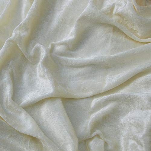 Crushed Velvet Fabric Stretch Velour Material 150cm Wide - Per Metre (Cream) — image 1