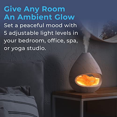 Pure Enrichment® Pureglow™ Crystal - 2-In-1 Himalayan Salt Lamp & Ultrasonic Essential Oil Diffuser, Original Salt Therapy Lamp, 100% Pure Himalayan Salt, Ambient Glow, 160 Ml 16-Hour Tank (Marble) #TOP4
