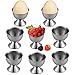 Schneespitze Juego de 8 hueveras, de acero inoxidable, soporte para hueveras, soporte para hueveras, herramienta de cocina para huevos hervidos suaves
