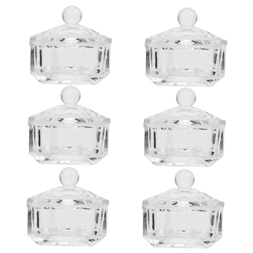 Mikinona Nail Art Tools Kit 6pcs Glass Cup with Lid for Nail Art School Diy Salon