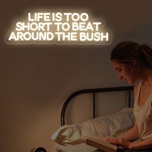 Image of Life is Too Short to Beat Around the Bush Neon Sign Wax Specialist Light | Esthetics Salon Suite Decor, Waxing Studio LED Sign,Clinic Wall Decoration 17.7 inchx5.9 inch Warm White