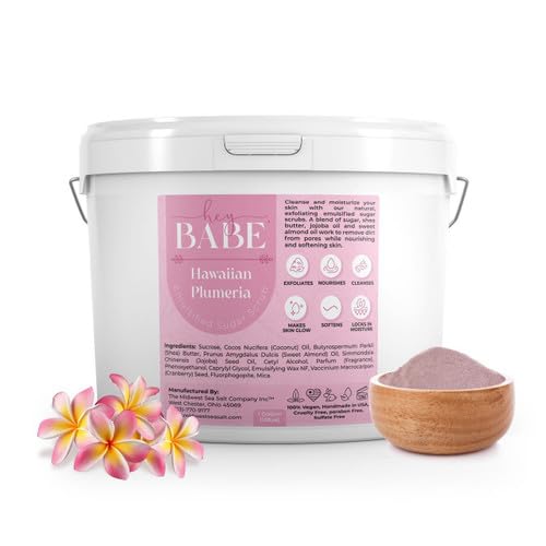 The Midwest Sea Salt Company – Hey, Babe Emulsified Sugar Scrub – Hawaiian Plumeria – 128oz – Exfoliating Body Scrub