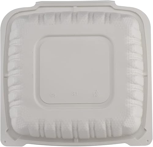 Miniatura 5 de TIYA - Recipientes de comida de almeja, paquete de 150 unidades, 8 x 8 pulgadas, recipientes de almacenamiento de plástico libre de BPA, con