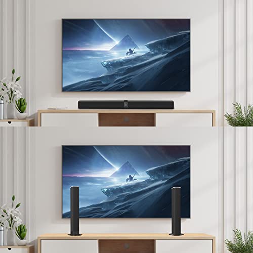 Assistrust Sound Bar, 50W Sound Bars for TV, Bluetooth 5.0 Soundbar, Wireless & Wired TV Sound bar, HDMI- ARC/Optical/AUX Connection, 2 in 1 Separable Soundbar (Jet Black)
