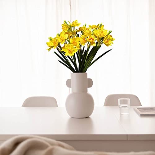 Ahvoler Artificial Daffodils Flowers, Silk Daffodils Flowers Bulk Real Touch With Stems For Crafts, 3 Heads Silk Narcissus Flower Decor (Yellow-6Pcs) #TOP3