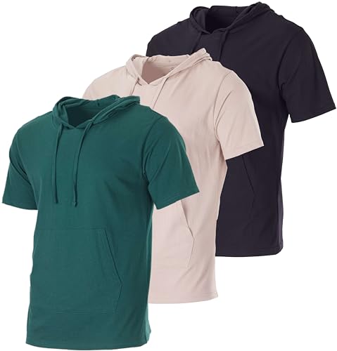 Real Essentials Men's Cotton Short-Sleeve Hoodie Hooded T-Shirt With Drawstring & Pockets (Available In Big & Tall)