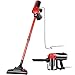 Koticidsin Aspirateur Balai Sans Sac, Aspirateur à Main 2 en 1(800W/16Kpa Puissance d'aspiration, Filtration HEPA, Brosse pour Sols Durs et Escaliers) Noir/Rouge