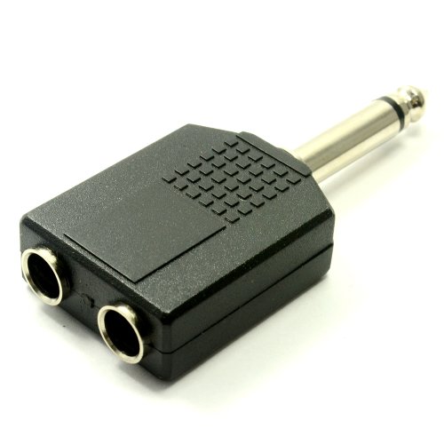 kenable 6.35mm 1/4 inch Mono Jack Plug to Twin 6.35mm 1/4 inch Mono Jack Socket Splitter Adapter