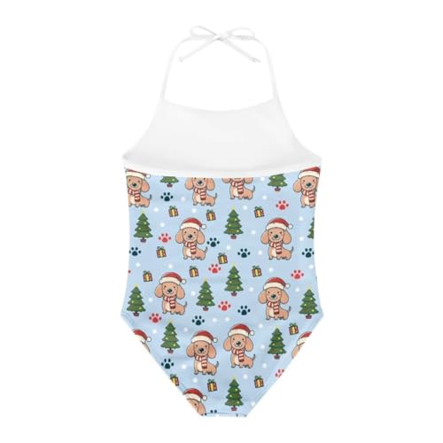 Image of Christmas Girls One-Piece Swimsuits Beach Halter Swimwear Bathing Suit for 3-10 Years