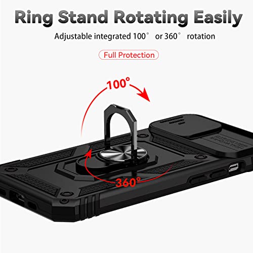 for iPhone 14 Case, with Slide Camera Cover HD Screen Protector 360° Rotable Ring Holder Kickstand Military Grade Protection 15ft Drop Tested Protective Phone Case for Apple iPhone 14 (Black) by M MAIKEZI - Used condition - Image 5