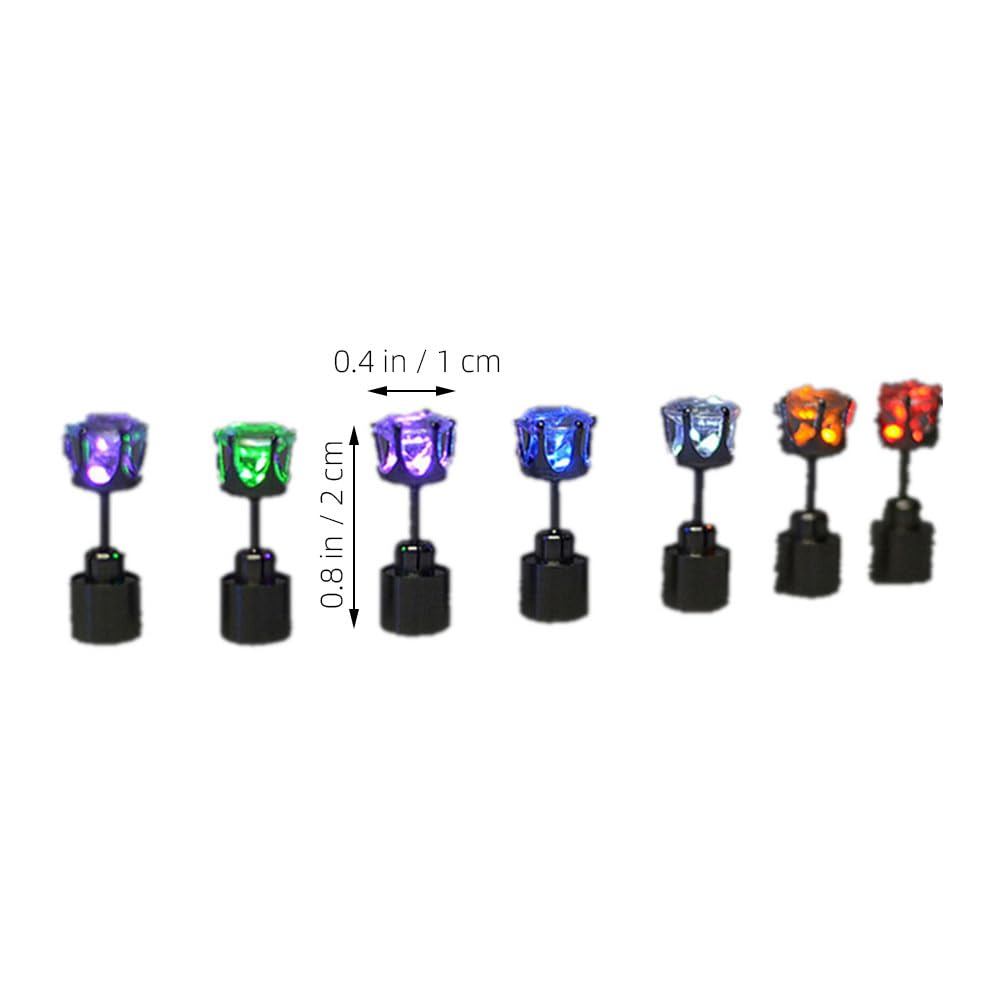 14 aretes con luz LED, aretes brillantes, accesorios de baile, accesorios de fiesta de baile, aretes intermitentes brillantes, aretes de acero inoxidable para fiesta de baile, Medium, Cristal