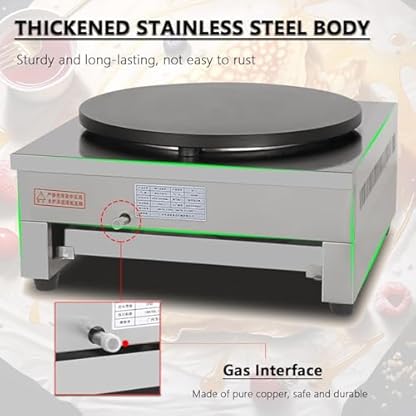 YXYLJOZ Elektrische Crêpe-Maker-Grillplatte, Durchmesser: 40 cm, Dicke: 0,2 cm, Antihaftbeschichtet/rutschfest, Temperaturregelung/leicht – Bild 6