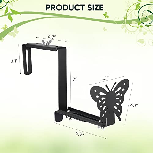 Viviken Planter Box Bracket, Adjustable Hang Window Box Holder With Butterfly, Hanging Flower Pot Stand Brackets For Outdoor Patio Garden Fence Pergola Balcony Supporting Heavy Planters-4Pack #TOP1