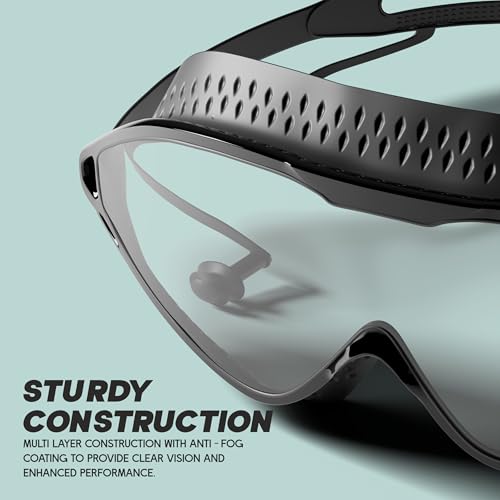 Image of KONEX Swimming Goggles | UV Protected Big Frame Lens | Anti-Fog & Anti-Leak Soft | Effective - Black