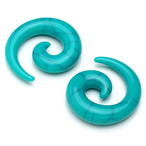 PiercingJ Paar 8-20mm Ohr Flesh Tunnel Plug Set Dehnungsschnecke Dehnspiralen Schnecke Dehner Plugs Ohrpiercing Türkis