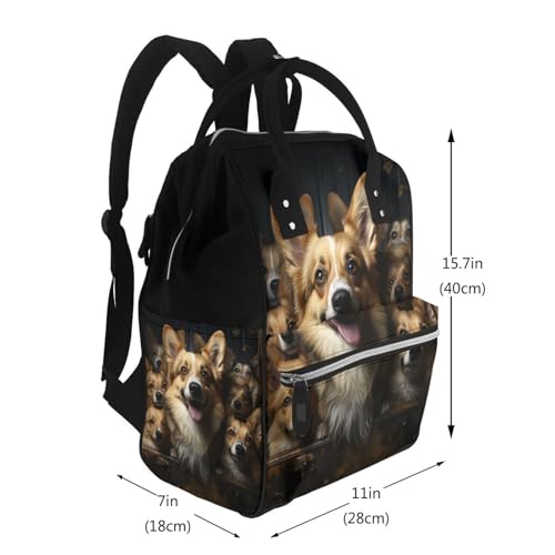Sac à dos à langer grande capacité imperméable motif Corgi - 2