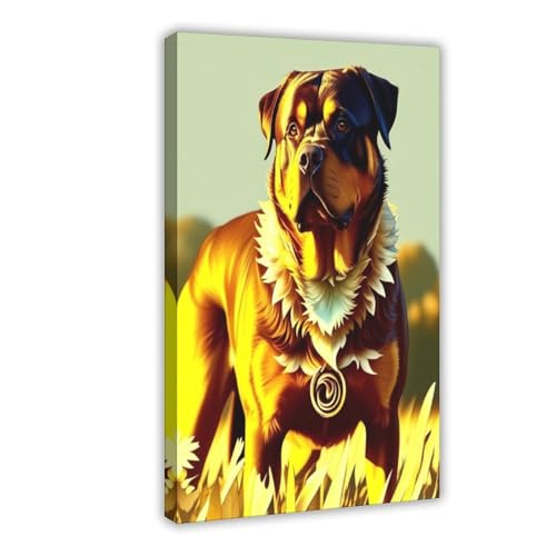 Rottweiler poster abstrait vintage tableau toile 50x76