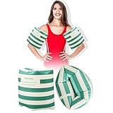 JellyArch 2 Pcs Arm Floaties PVC Inflatable Arm Band Striped Pool Floats Sleeves Swimming Arm Float Rings for Adult Girls and Boys Water Sports Learning Swim Training Summer Beach Party(Green)