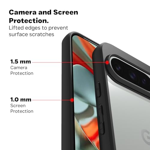 Image of RIGGEAR Shockproof Sleek Hybrid Armor Back Cover Case Compatible with Google Pixel 9 / Pixel 9 Pro (Clear PC + Black TPU Bumper)