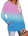 Magritta Winter Plus Size Ombre Tunic Sweatshirt for Women Slouchy Long Sleeve Crew Neck Pullover Shirt Tops with Pockets Pink Blue XX-Large