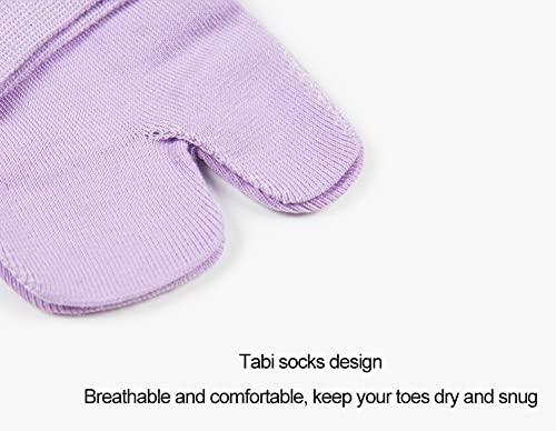 Image of Women's Solid 2 Toe Flip Flop Tabi Socks Geta Ankle Cotton 5 /6 Pairs