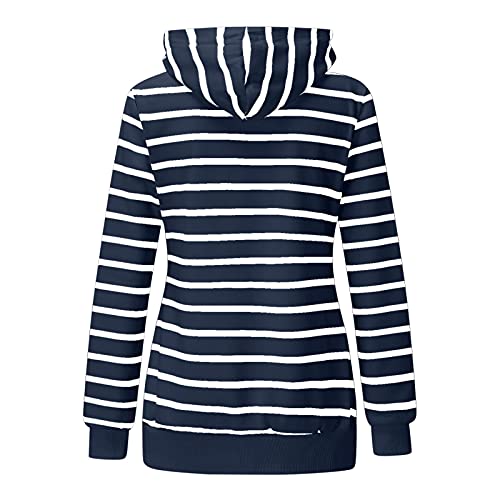 Briskorry Gestreept sweatshirtjack voor dames, met ritssluiting, comfortabel, vrijetijds-sweatshirt, jas met capuchon, tienermeisjes, mantel met zijzakken en capuchon - Image 4