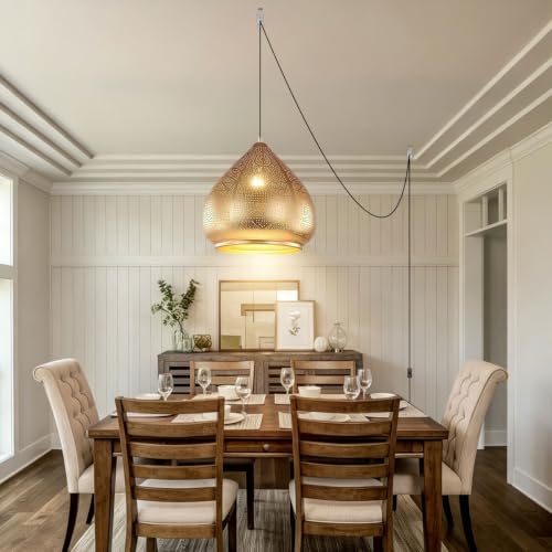 Image of Retro Hanging Pendant Light Plug in Cord Moroccan Hanging Lamp