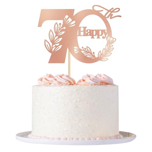 Blumomon 1Pcs 70th Happy Birthday Cake Topper Happy 70 Cake Topper Cheers to 70 Cake Decoration 70th Birthday Party Decoration 70th Anniversary Cake DecorationRose Gold