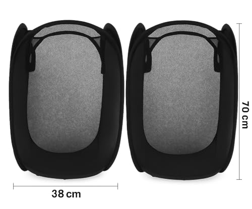 Image of Mesh Laundry Foldable Basket 4 Pc (38 x70 cm)- Breathable, Sturdy, Foldable, and Space-Saving Design for Clothes and Storage. (4, 4 Pcs LARGE SIZE - Black /Sky /Royal /Red)