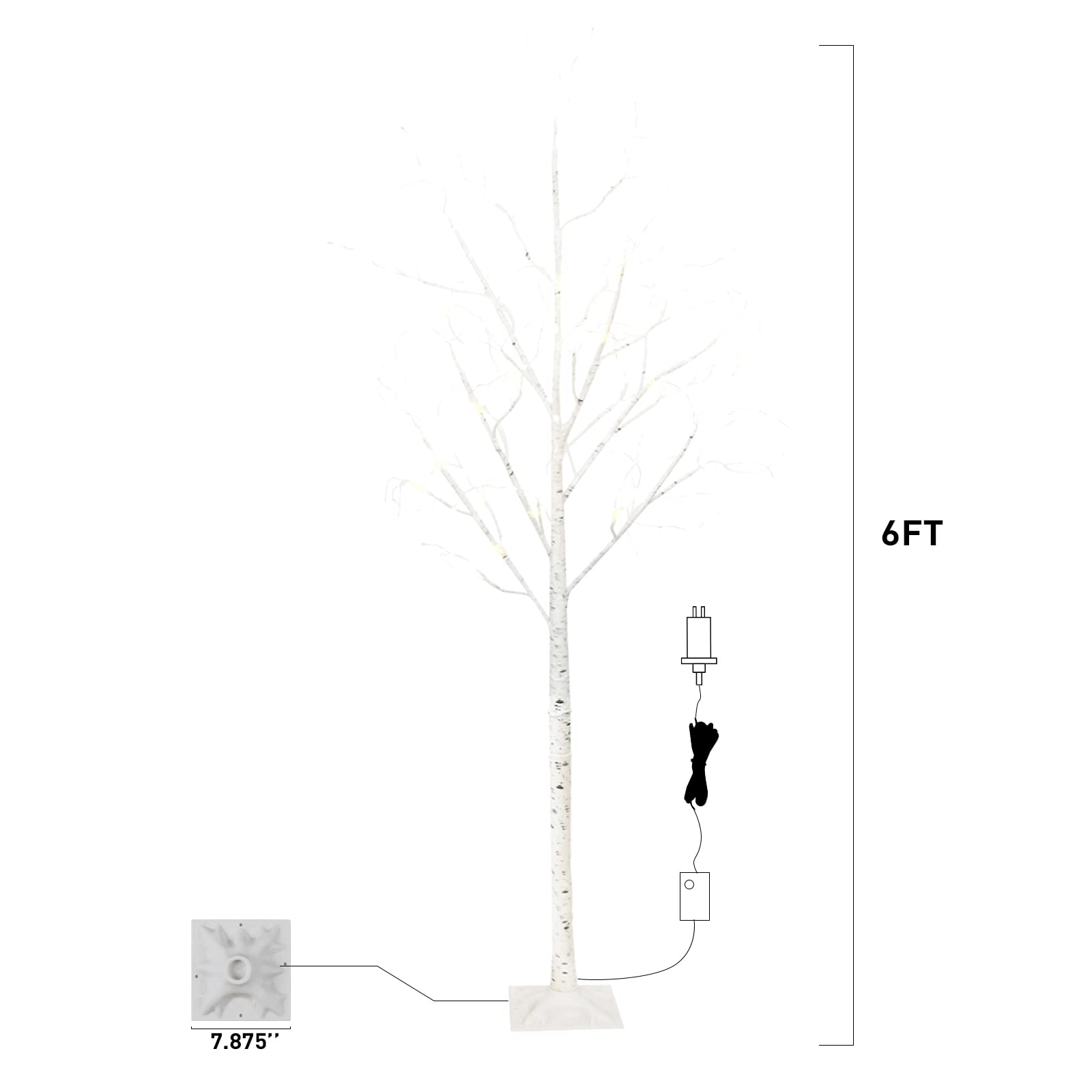 EAMBRITE 6FT Prelit Birch Tree with 288LT Led Fairy Tree Light Warm White Decor Home Festival Party Christmas Indoor and Outdoor Use