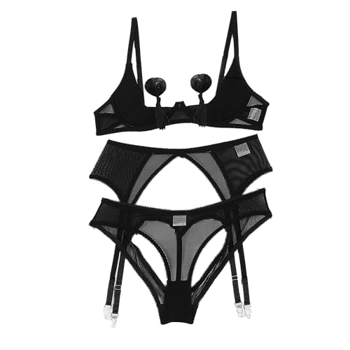 Ensemble lingerie sexy en dentelle fine et transparente avec soutien-gorge push-up