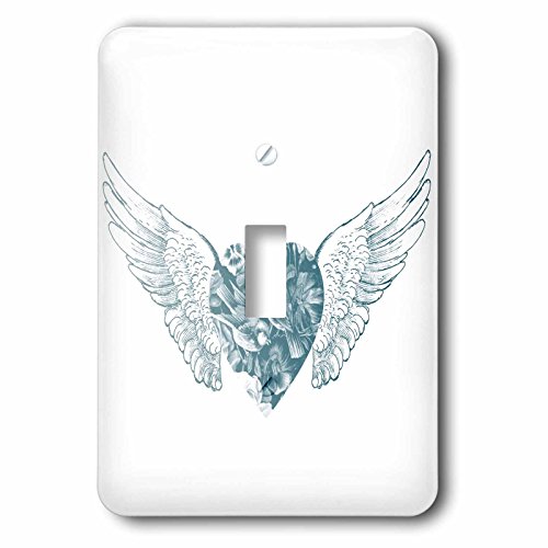 Cache pour interrupteur ailes d'ange et cœur 3dRose lsp_178839_1 - 3