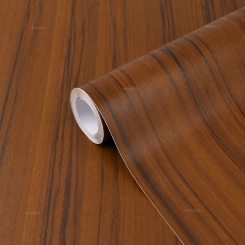 Image of HOME13 Wood Contact Paper Peel and Stick Wood Grain Wallpaper for Countertops Self-Adhesive Removable Waterproof Brown Vinyl Wall Paper for Furniture Kitchen