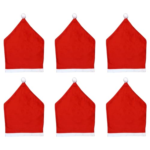 Kiuiom 6 Stück Premium Weihnachten Stuhlhusse,Weihnachtsmann Hut...