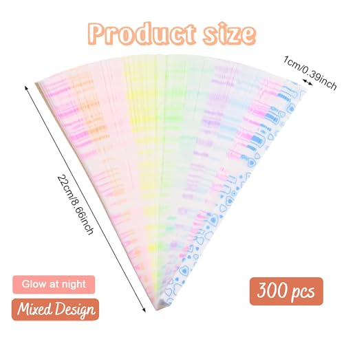 Image of FINEMOE 300 Sheets Mixed Colors Glow in the Dark Star Origami Paper Strips Pack, Double Sided Lucky Star Folding Paper for DIY Crafts, School Projects, Jar Decoration & Handmade Gifts (Luminous)