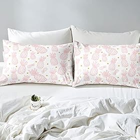 Feelyou Pineapple Bedding Set for Girls Kids Cute Pink Tropical Fruit Comforter Room DecorGolden Polka Dots Comforter Set Pineapple White Bedding Duvet Set Twin Size 2Pcs Quilted Boys 41hZWE01SwL. SS280