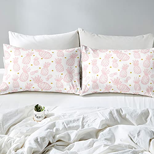 Feelyou-Pineapple-Bedding-Set-for-Girls-Kids-Cute-Pink-Tropical-Fruit-Comforter-Room-DecorGolden-Polka-Dots-Comforter-Set-Pineapple-White-Bedding-Duvet-Set-Twin-Size-2Pcs-Quilted-Boys 41hZWE01SwL
