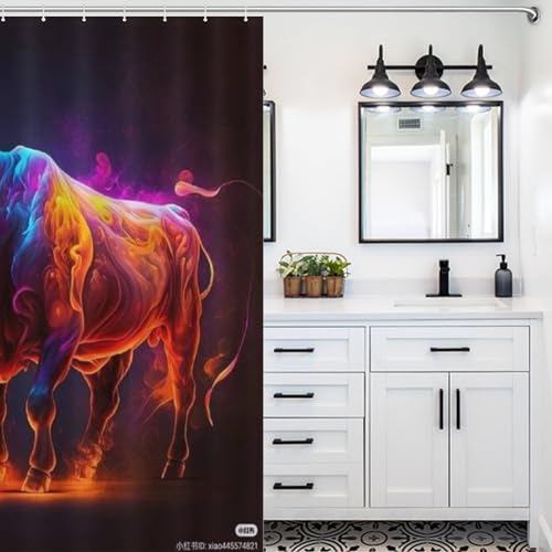 Rideau de douche en polyester de qualité supérieure lavable motif vache rustique - 5