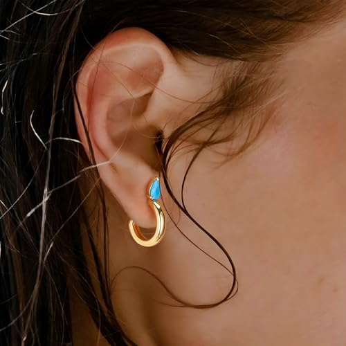 FETTERO Gold Hoop Earrings for Women, 14K Gold Plated Open C Shape Hoops Lightweight Chunky Gold Earrings, Hypoallergenic Gold Earrings for Women Ear Piercing Jewelry Gifts