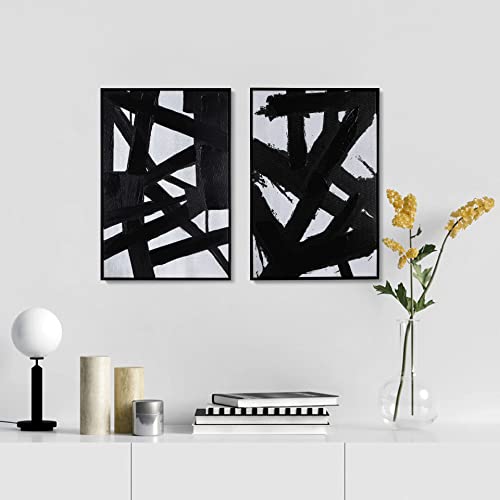 Zessonic Black And White Abstract Wall Art - Black Painting Stroke Graffiti Artwork for Living Room, Bedroom, Office Decor,16" x 24" x 2 - Image 4