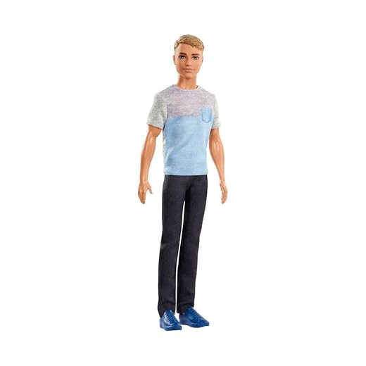 Barbie Dreamhouse Adventures Ken Doll, Approx. 12-Inch, in Gray-Blue Shirt and Black Pants, Gift for 3 to 7 Year Olds