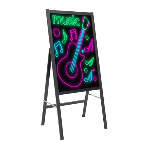 Pizarra LED de 40 x 60 cm, con marco en A, mando a distancia y 8 bolígrafos de neón, pizarra de diseño de bricolaje, pizarra de mensajes LED para cafetería, bar, restaurante, boda