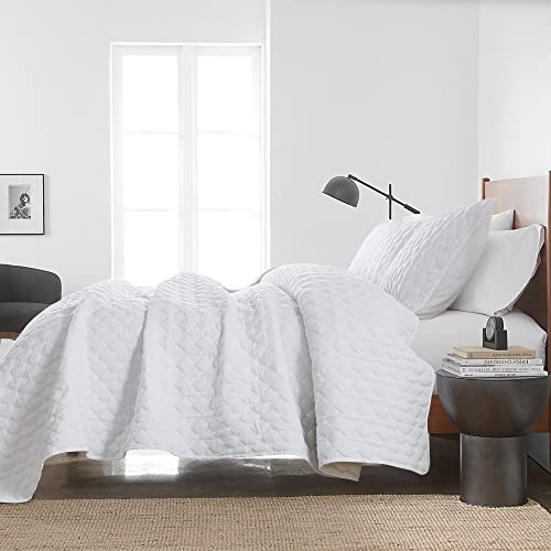 Wdcozy White Quilt Queen Size Bedding Sets With Pillow Shams, Lightweight Soft Bedspread Coverlet, Quilted Blanket Thin Comforter Bed Cover, All Season Spring Summer, 3 Pieces, 90X90 Inches #TOP3
