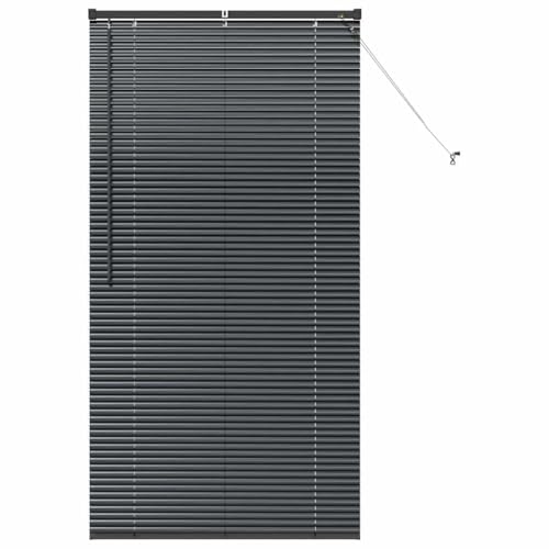 vidaXL Persiana para Ventana con Cortinas Manual Negro Aluminio, Cortinas Modernas para Sala, Ajustables, Resistentes, Verticales para la Privacidad y Decoración del Hogar