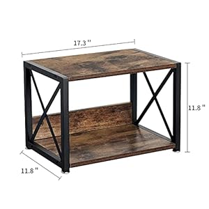 Giikin desktop printer stand with 2 tier wood storage shelves multi purpose desk organizer for fax machine scanner files books rustic brown printer shelf with adjustable anti skid feet brown  urban country home decor
