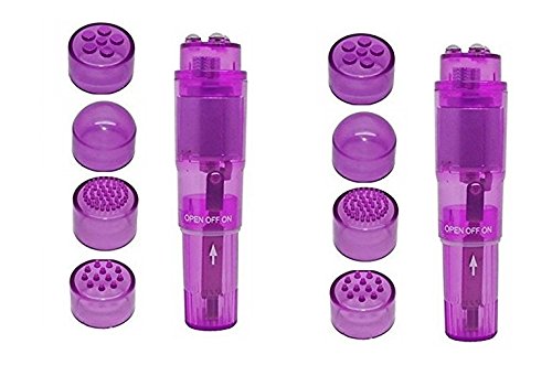 Finever Pocket Rocket Mini Beauty Facial Massager Full Body Relax Toy 4 Heads 2PK Purple